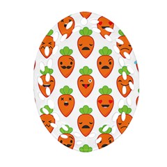 Seamless Background Carrots Emotions Illustration Face Smile Cry Cute Orange Ornament (oval Filigree) by Mariart