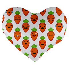 Seamless Background Carrots Emotions Illustration Face Smile Cry Cute Orange Large 19  Premium Heart Shape Cushions by Mariart