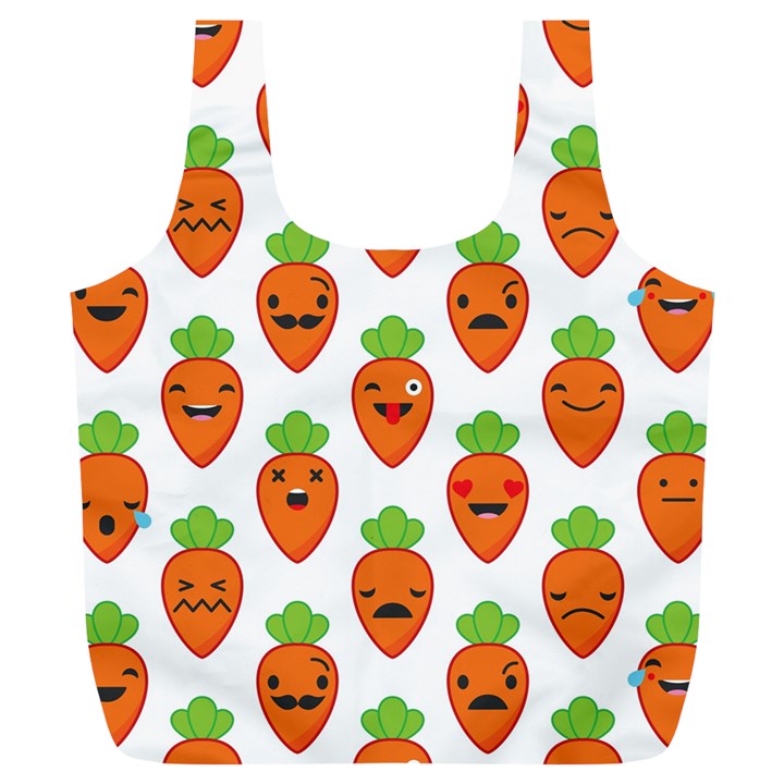 Seamless Background Carrots Emotions Illustration Face Smile Cry Cute Orange Full Print Recycle Bags (L) 