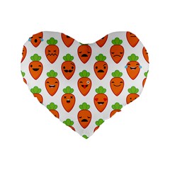 Seamless Background Carrots Emotions Illustration Face Smile Cry Cute Orange Standard 16  Premium Flano Heart Shape Cushions by Mariart