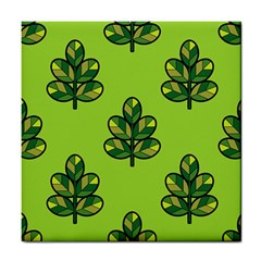 Seamless Background Green Leaves Black Outline Tile Coasters by Mariart