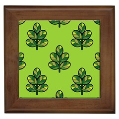 Seamless Background Green Leaves Black Outline Framed Tiles