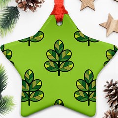 Seamless Background Green Leaves Black Outline Ornament (star)