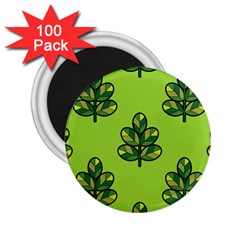 Seamless Background Green Leaves Black Outline 2 25  Magnets (100 Pack) 