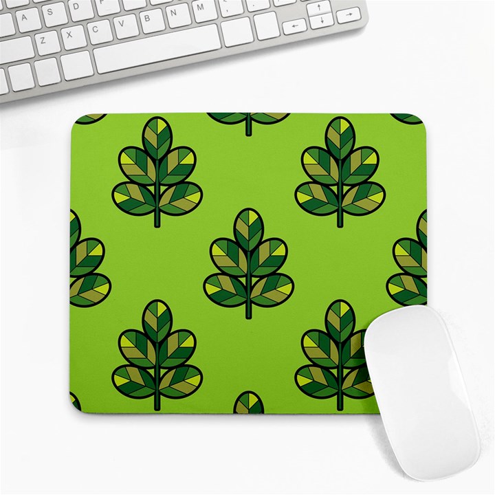 Seamless Background Green Leaves Black Outline Large Mousepads