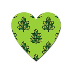 Seamless Background Green Leaves Black Outline Heart Magnet