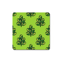 Seamless Background Green Leaves Black Outline Square Magnet by Mariart