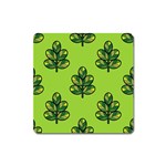 Seamless Background Green Leaves Black Outline Square Magnet Front