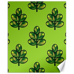 Seamless Background Green Leaves Black Outline Canvas 16  X 20  