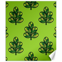 Seamless Background Green Leaves Black Outline Canvas 20  X 24   by Mariart