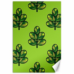 Seamless Background Green Leaves Black Outline Canvas 20  X 30   by Mariart