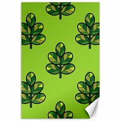 Seamless Background Green Leaves Black Outline Canvas 24  X 36  by Mariart