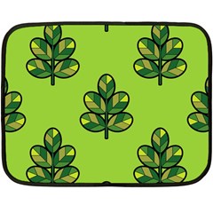 Seamless Background Green Leaves Black Outline Double Sided Fleece Blanket (mini)  by Mariart