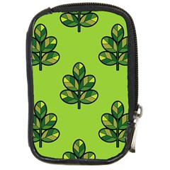 Seamless Background Green Leaves Black Outline Compact Camera Cases