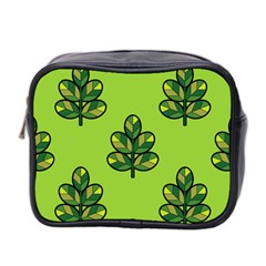 Seamless Background Green Leaves Black Outline Mini Toiletries Bag 2-side by Mariart