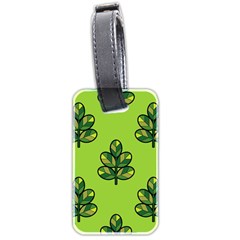 Seamless Background Green Leaves Black Outline Luggage Tags (two Sides) by Mariart