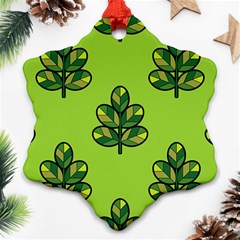 Seamless Background Green Leaves Black Outline Snowflake Ornament (two Sides) by Mariart