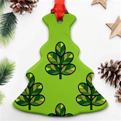 Seamless Background Green Leaves Black Outline Christmas Tree Ornament (two Sides) by Mariart