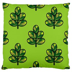 Seamless Background Green Leaves Black Outline Large Cushion Case (two Sides) by Mariart