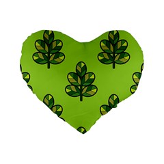 Seamless Background Green Leaves Black Outline Standard 16  Premium Heart Shape Cushions by Mariart