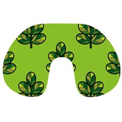 Seamless Background Green Leaves Black Outline Travel Neck Pillows