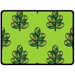 Seamless Background Green Leaves Black Outline Double Sided Fleece Blanket (large)  by Mariart