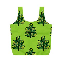 Seamless Background Green Leaves Black Outline Full Print Recycle Bags (m)  by Mariart