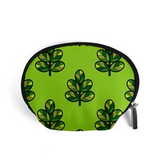 Seamless Background Green Leaves Black Outline Accessory Pouches (small) 