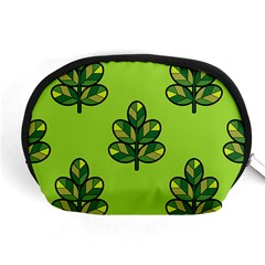 Seamless Background Green Leaves Black Outline Accessory Pouches (medium) 