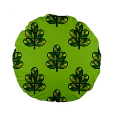 Seamless Background Green Leaves Black Outline Standard 15  Premium Flano Round Cushions