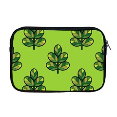 Seamless Background Green Leaves Black Outline Apple Macbook Pro 17  Zipper Case by Mariart