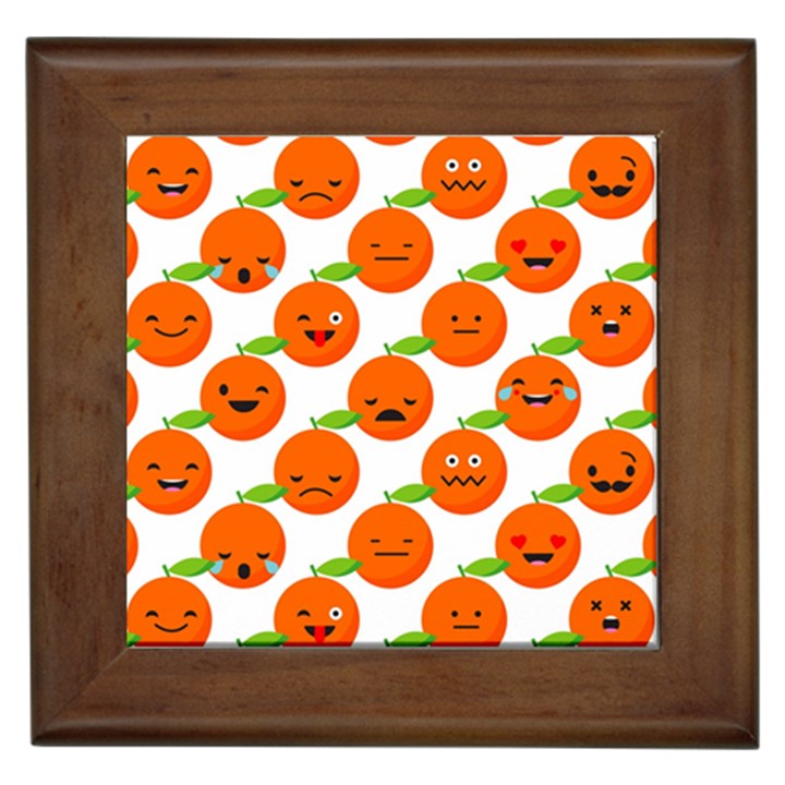 Seamless Background Orange Emotions Illustration Face Smile  Mask Fruits Framed Tiles