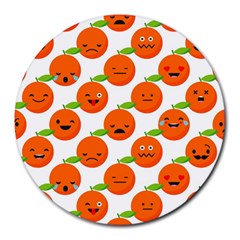 Seamless Background Orange Emotions Illustration Face Smile  Mask Fruits Round Mousepads