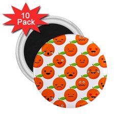 Seamless Background Orange Emotions Illustration Face Smile  Mask Fruits 2 25  Magnets (10 Pack) 