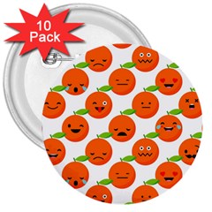 Seamless Background Orange Emotions Illustration Face Smile  Mask Fruits 3  Buttons (10 Pack) 