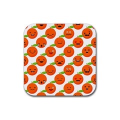 Seamless Background Orange Emotions Illustration Face Smile  Mask Fruits Rubber Coaster (square) 