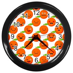 Seamless Background Orange Emotions Illustration Face Smile  Mask Fruits Wall Clocks (black) by Mariart