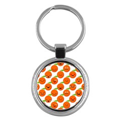 Seamless Background Orange Emotions Illustration Face Smile  Mask Fruits Key Chains (round) 