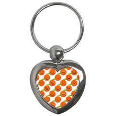 Seamless Background Orange Emotions Illustration Face Smile  Mask Fruits Key Chains (heart)  by Mariart