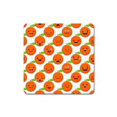 Seamless Background Orange Emotions Illustration Face Smile  Mask Fruits Square Magnet