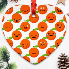 Seamless Background Orange Emotions Illustration Face Smile  Mask Fruits Heart Ornament (two Sides) by Mariart