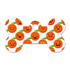 Seamless Background Orange Emotions Illustration Face Smile  Mask Fruits Dog Tag Bone (one Side) by Mariart