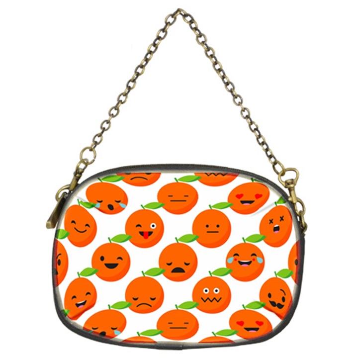 Seamless Background Orange Emotions Illustration Face Smile  Mask Fruits Chain Purses (Two Sides) 