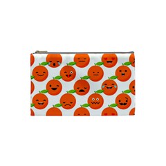 Seamless Background Orange Emotions Illustration Face Smile  Mask Fruits Cosmetic Bag (small)  by Mariart