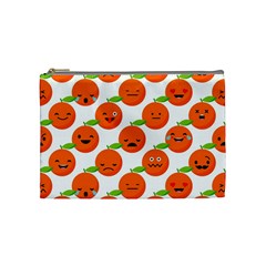 Seamless Background Orange Emotions Illustration Face Smile  Mask Fruits Cosmetic Bag (medium)  by Mariart