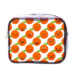 Seamless Background Orange Emotions Illustration Face Smile  Mask Fruits Mini Toiletries Bags by Mariart