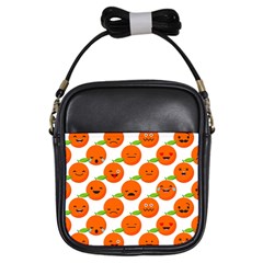 Seamless Background Orange Emotions Illustration Face Smile  Mask Fruits Girls Sling Bags by Mariart