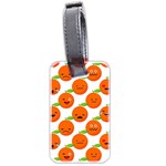 Seamless Background Orange Emotions Illustration Face Smile  Mask Fruits Luggage Tags (Two Sides) Back