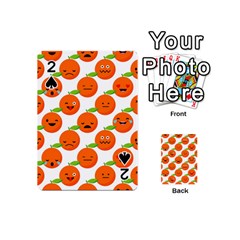 Seamless Background Orange Emotions Illustration Face Smile  Mask Fruits Playing Cards 54 (mini)  by Mariart