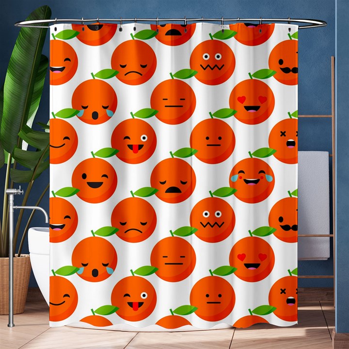 Seamless Background Orange Emotions Illustration Face Smile  Mask Fruits Shower Curtain 60  x 72  (Medium) 